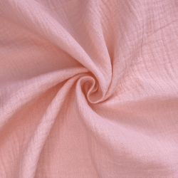 Ткань Муслин Жатый, цвет Нежно-Розовый (на отрез)  в Видном